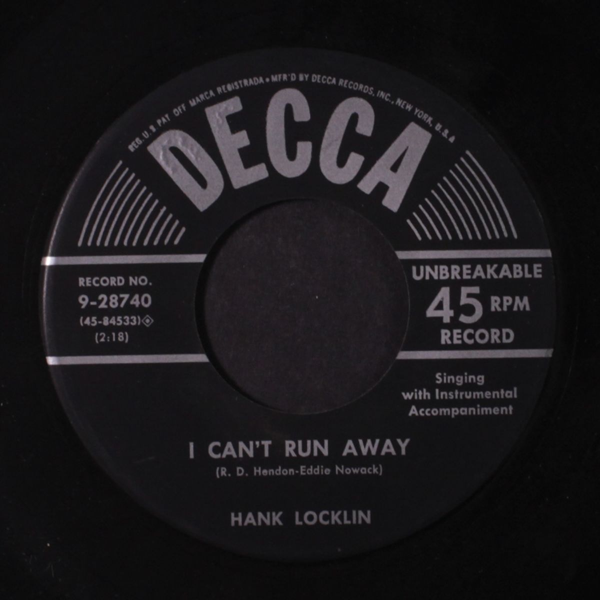 i can't run away / the red rose by HANK LOCKLIN