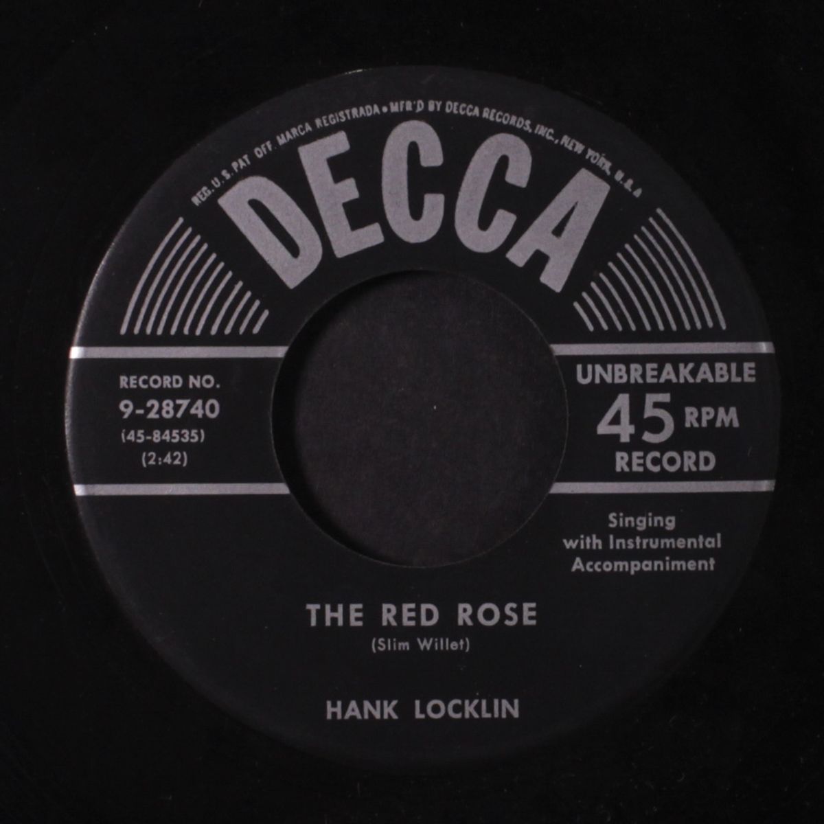 i can't run away / the red rose by HANK LOCKLIN