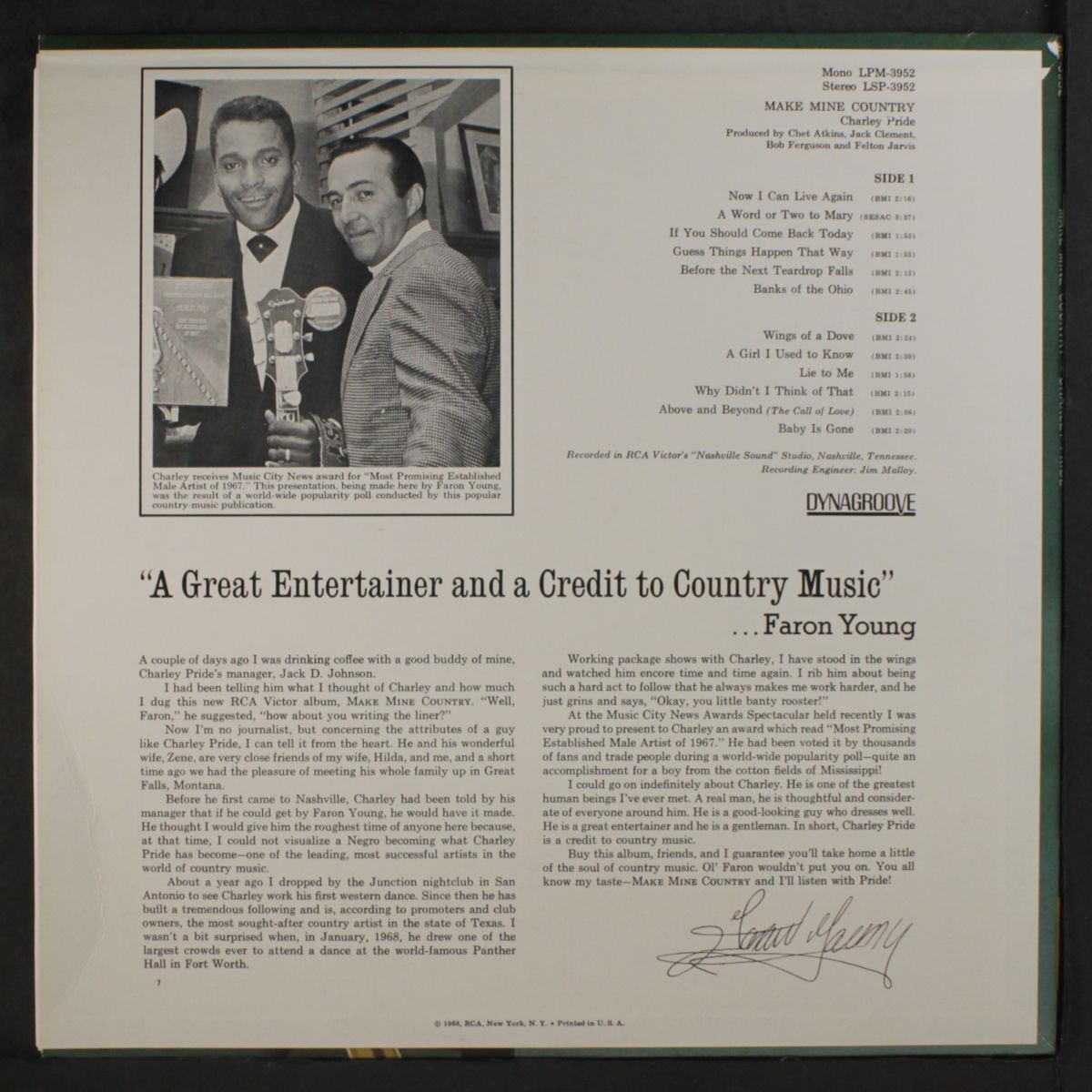 make mine country by CHARLEY PRIDE