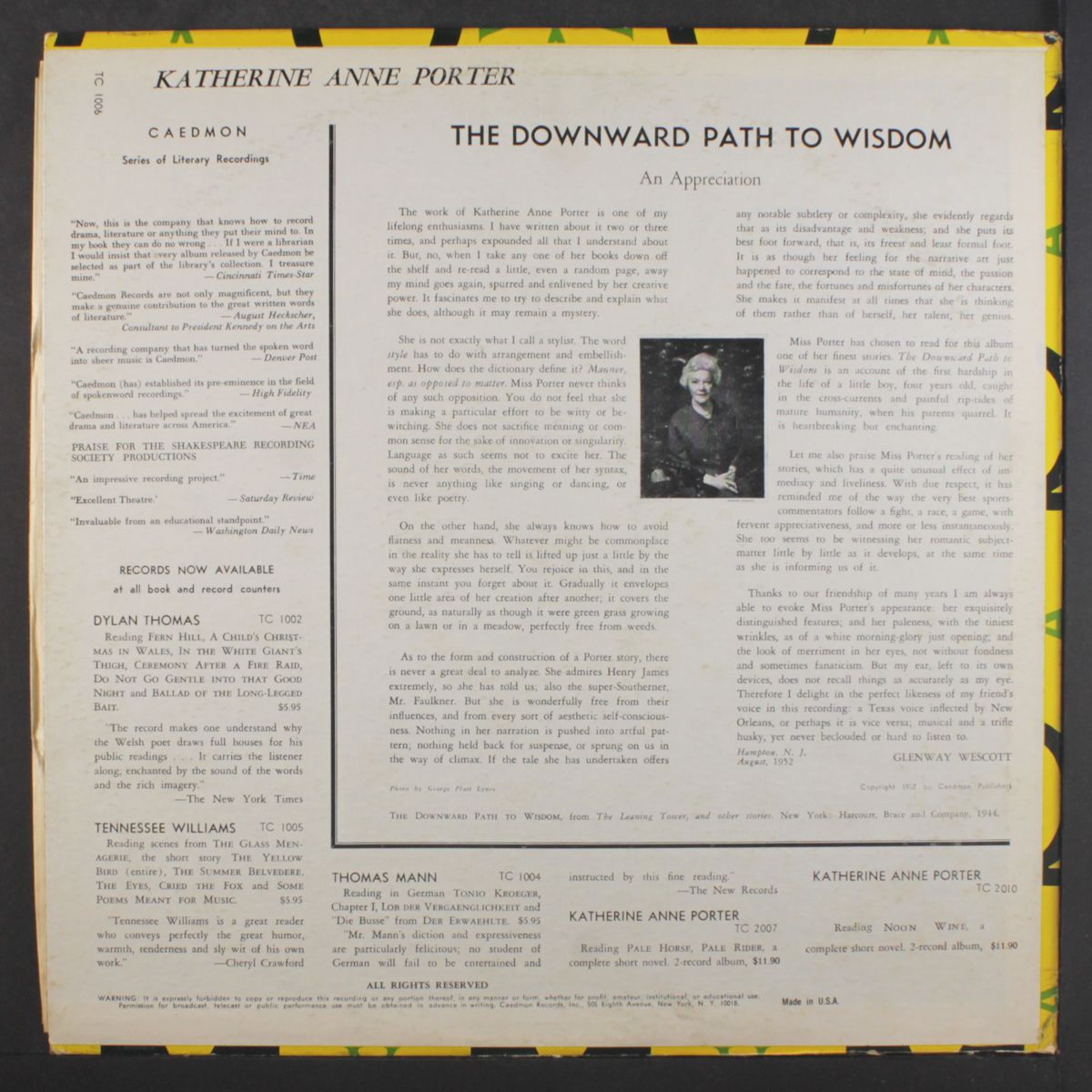 reading the downward path to wisdom by KATHERINE ANNE PORTER
