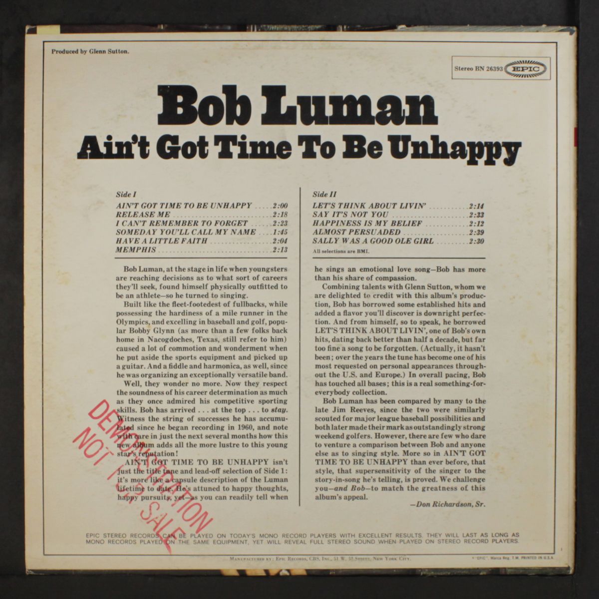 ain't got time to be unhappy by BOB LUMAN