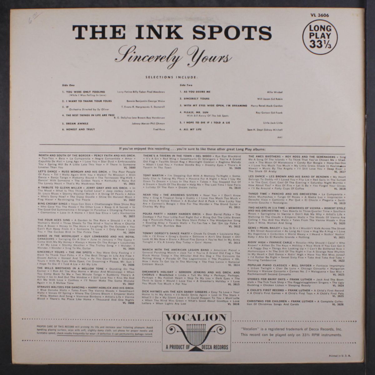 sincerely yours by INK SPOTS