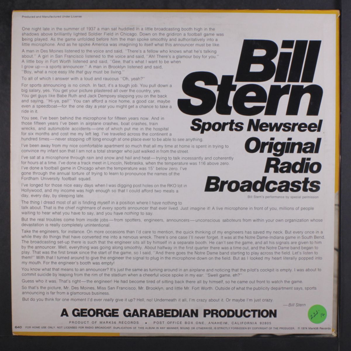 sports newsreel by BILL STERN