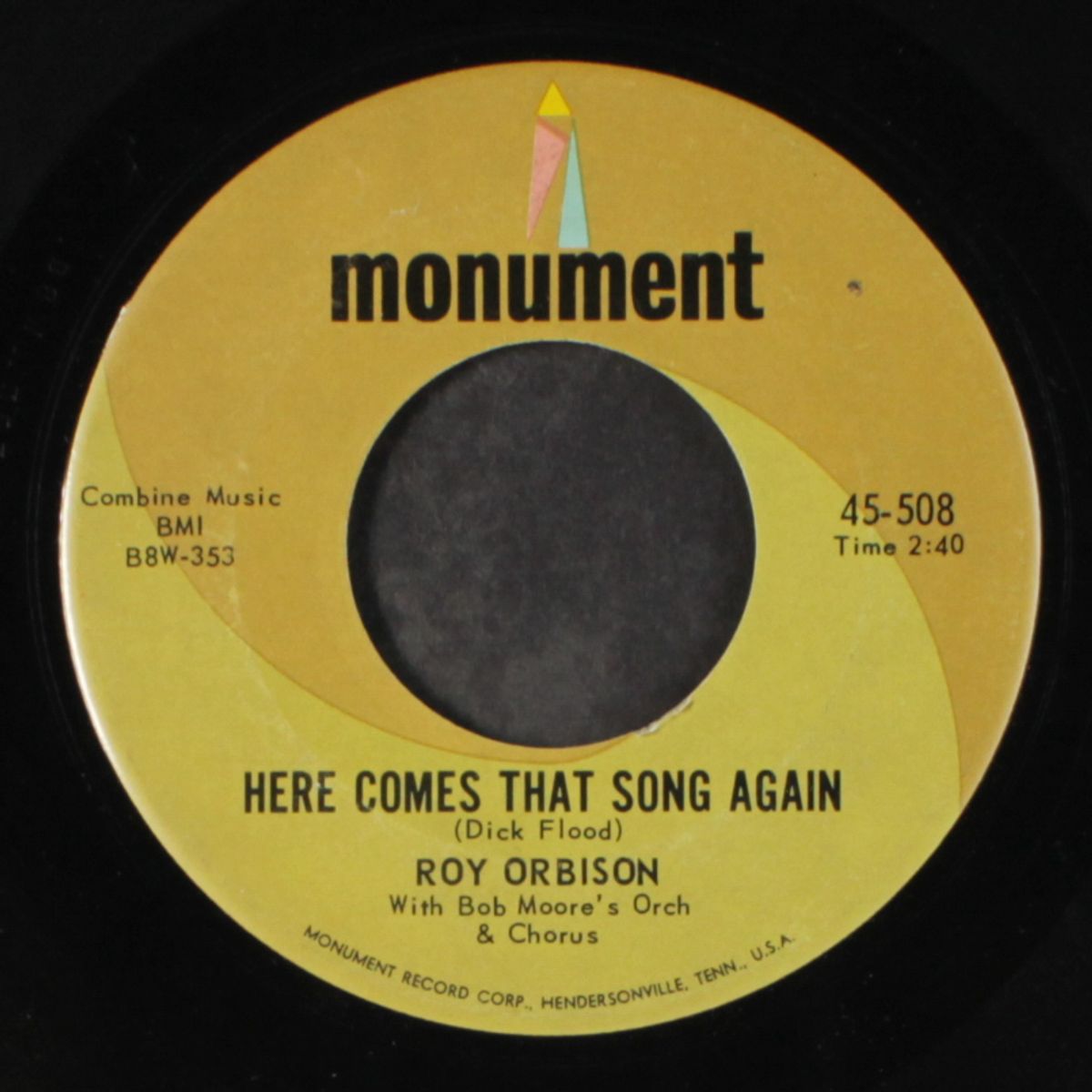 here comes that song again / only the lonely by ROY ORBISON