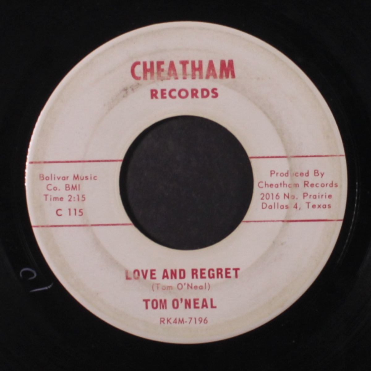 love and regret / get off my back by TOM O'NEAL