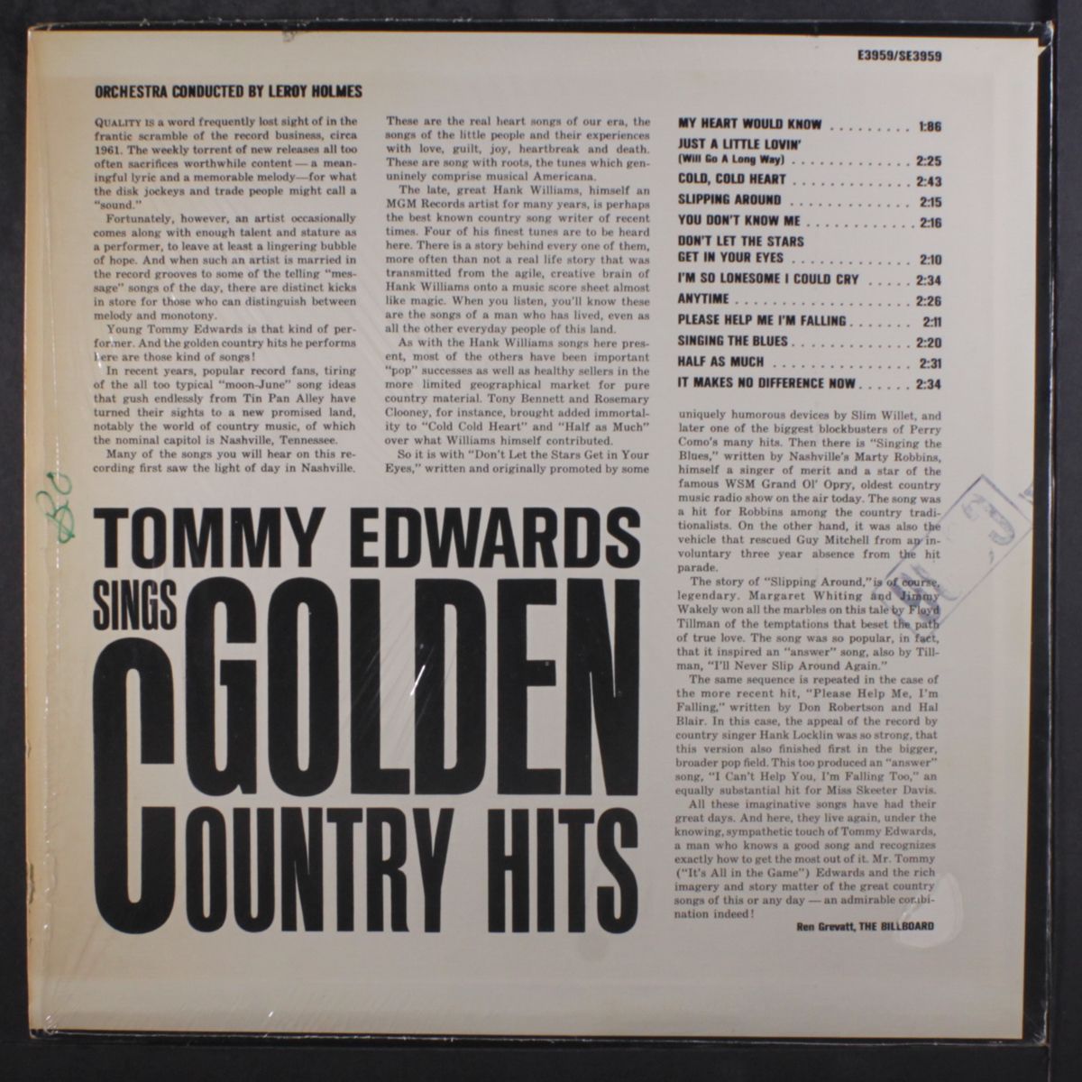 sings golden country hits by TOMMY EDWARDS