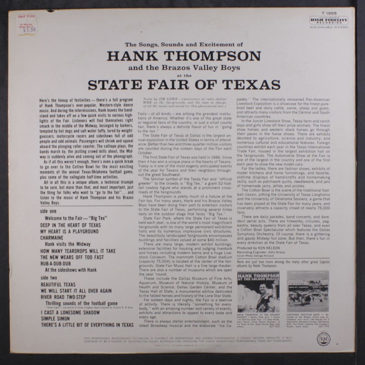at the state fair of texas by HANK THOMPSON