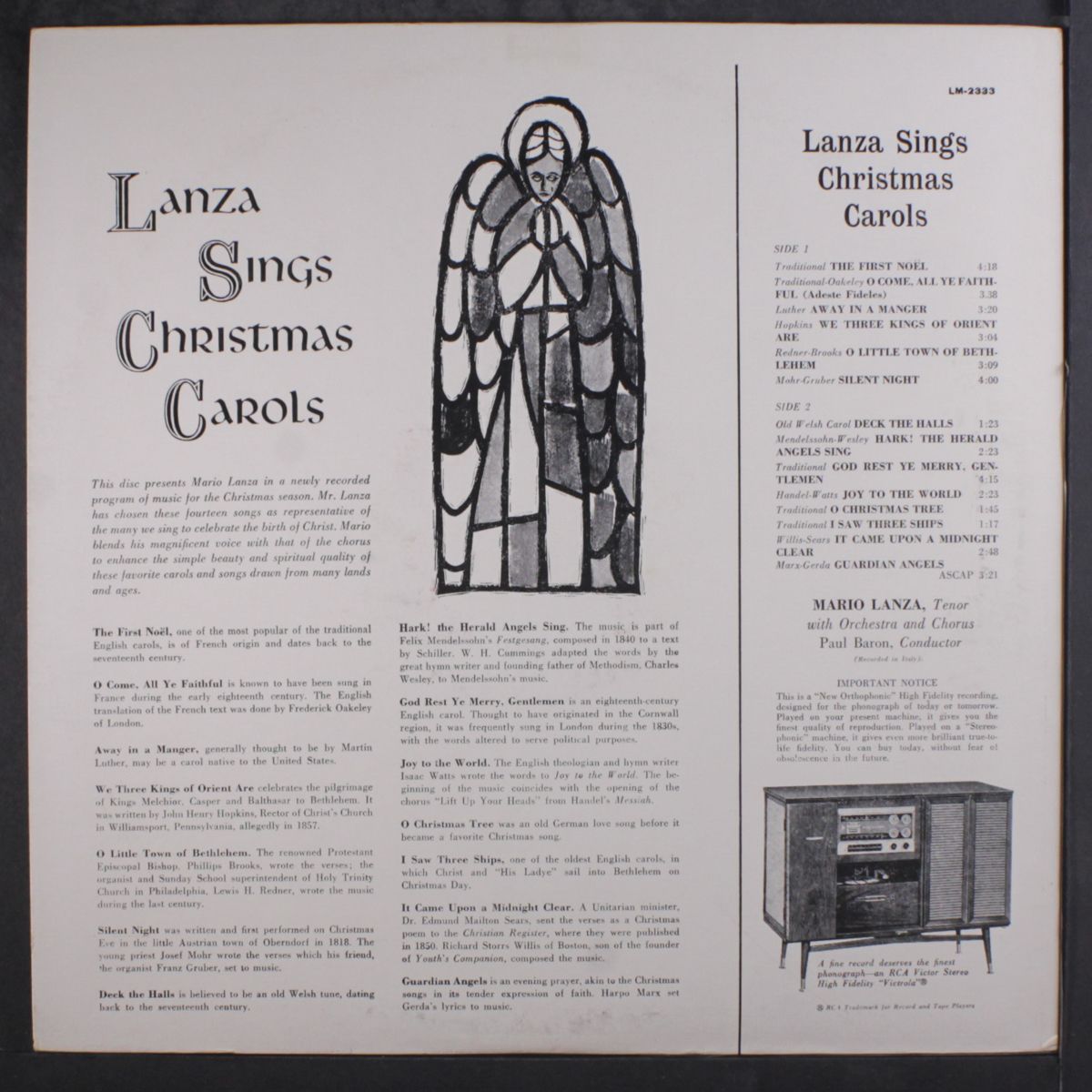 sings christmas carols by MARIO LANZA