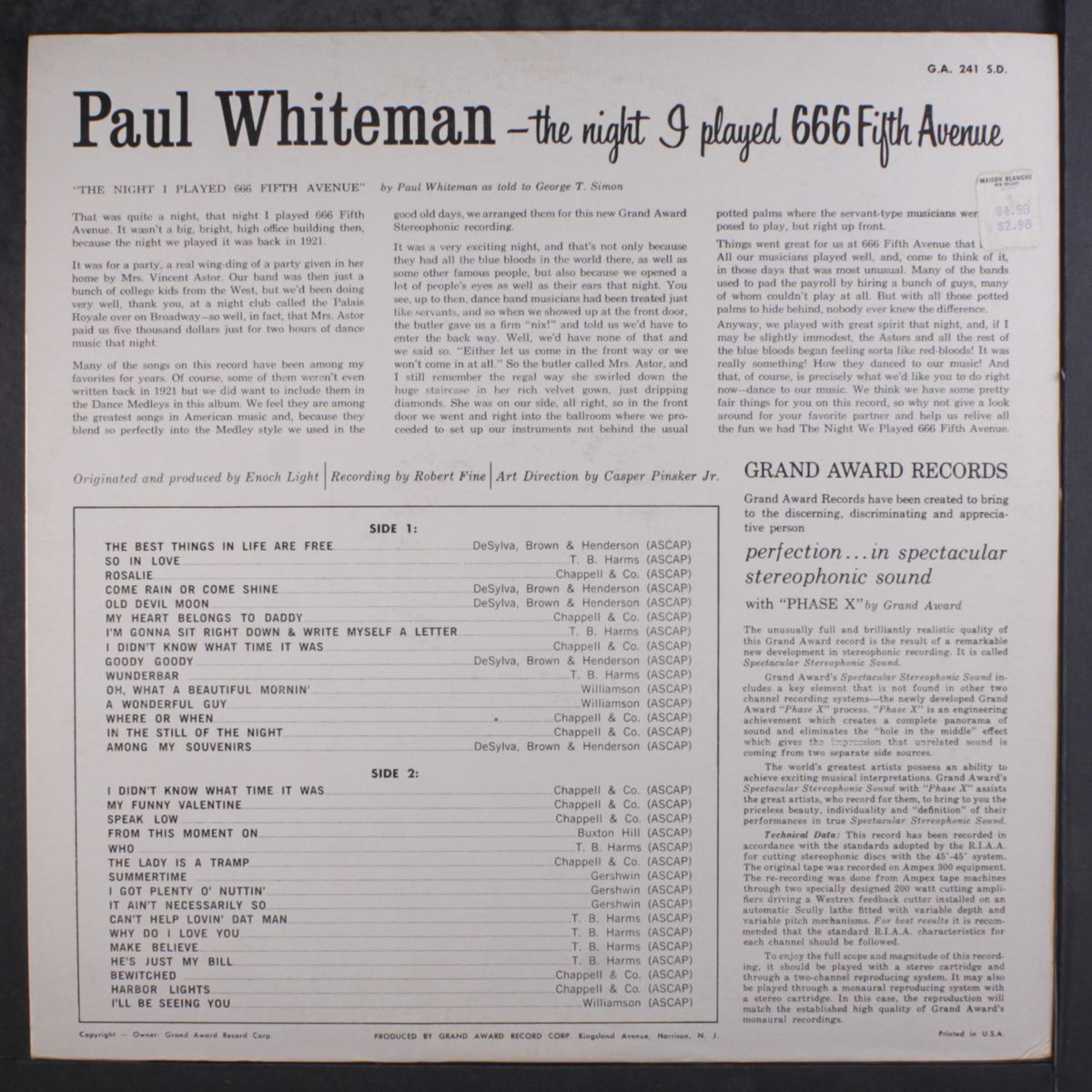 the night i played 666 fifth avenue by PAUL WHITEMAN