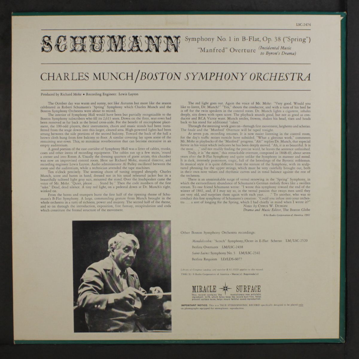 schumann: spring symphony by CHARLES MUNCH