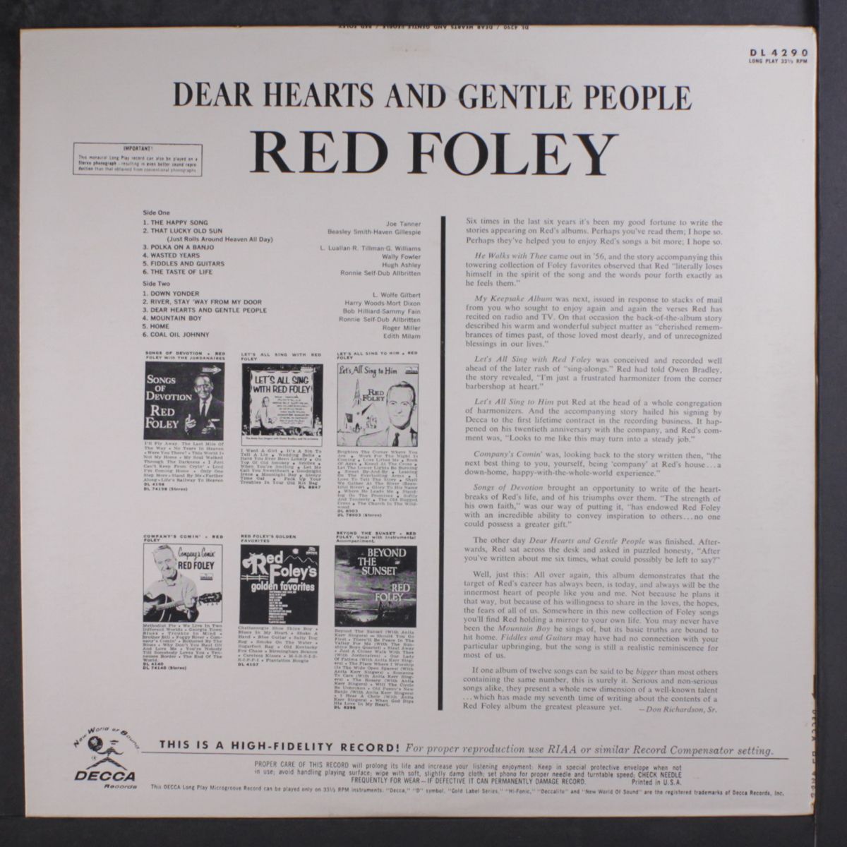 dear hearts and gentle people by RED FOLEY
