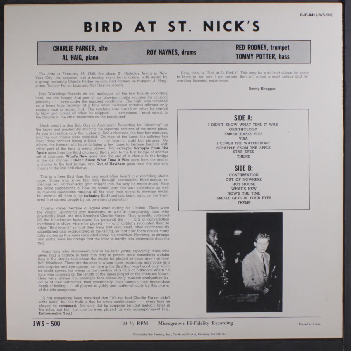 bird at st. nick's by CHARLIE PARKER