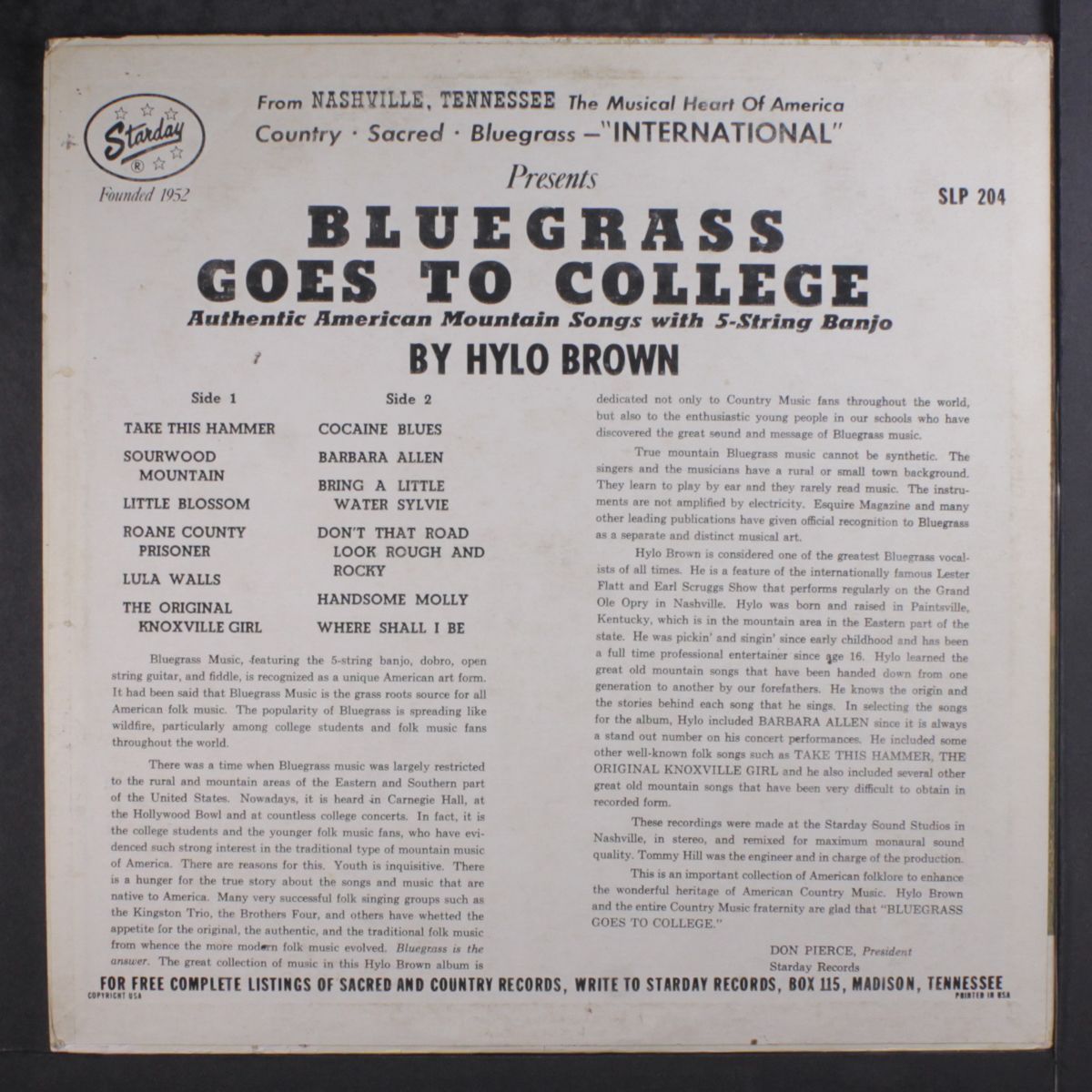 bluegrass goes to college by HYLO BROWN
