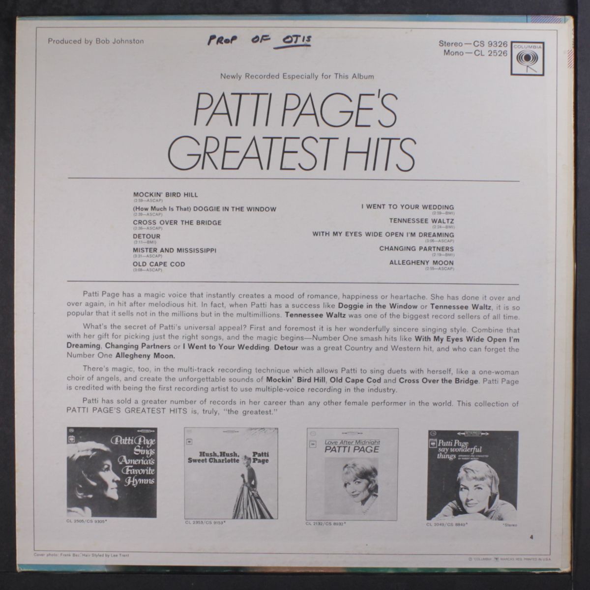 greatest hits by PATTI PAGE