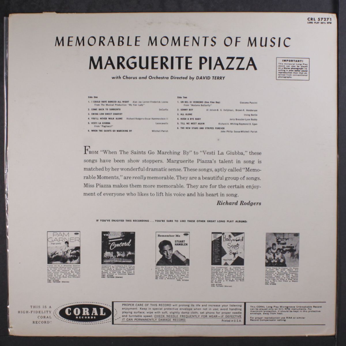 memorable moments of music by MARGUERITE PIAZZA