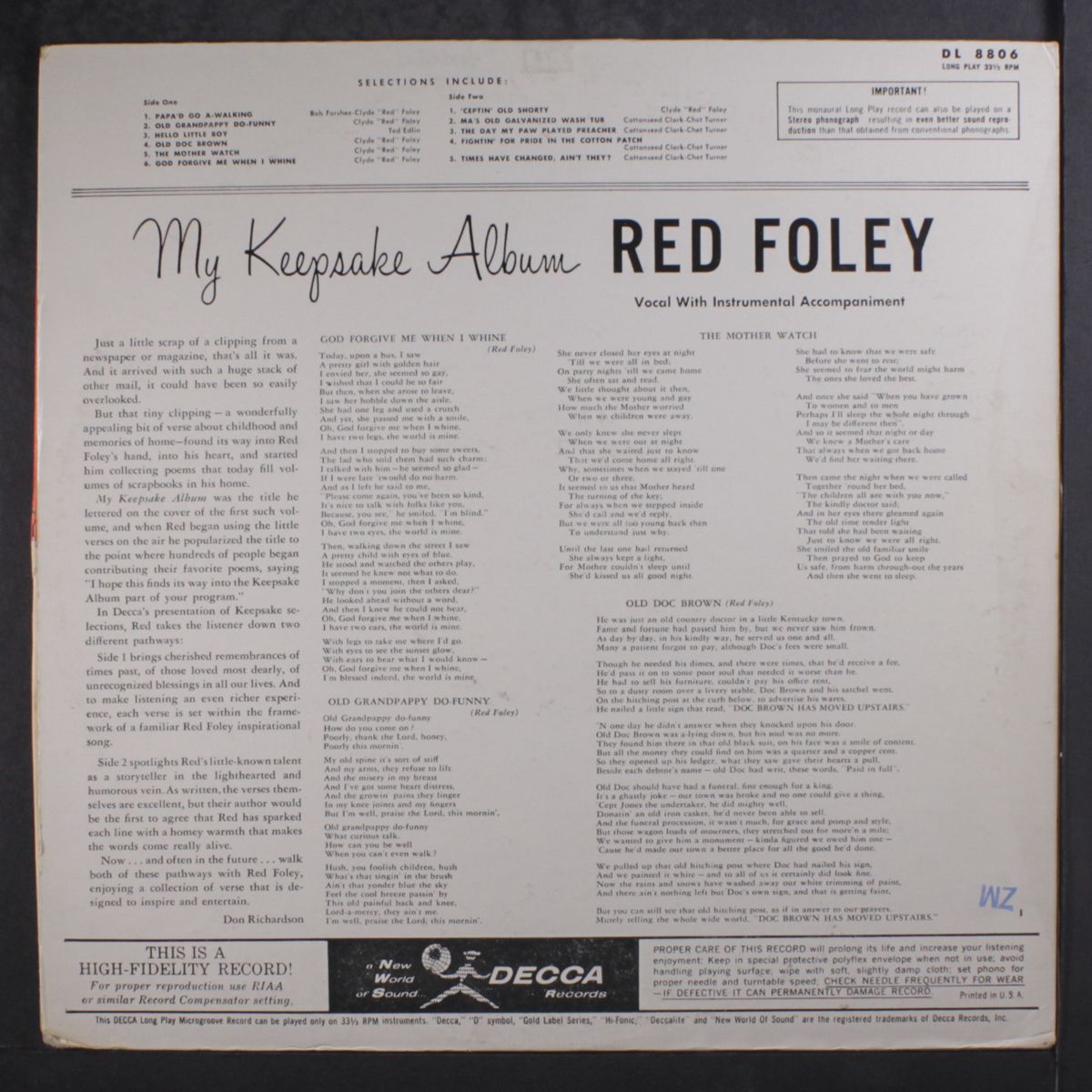 my keepsake album by RED FOLEY