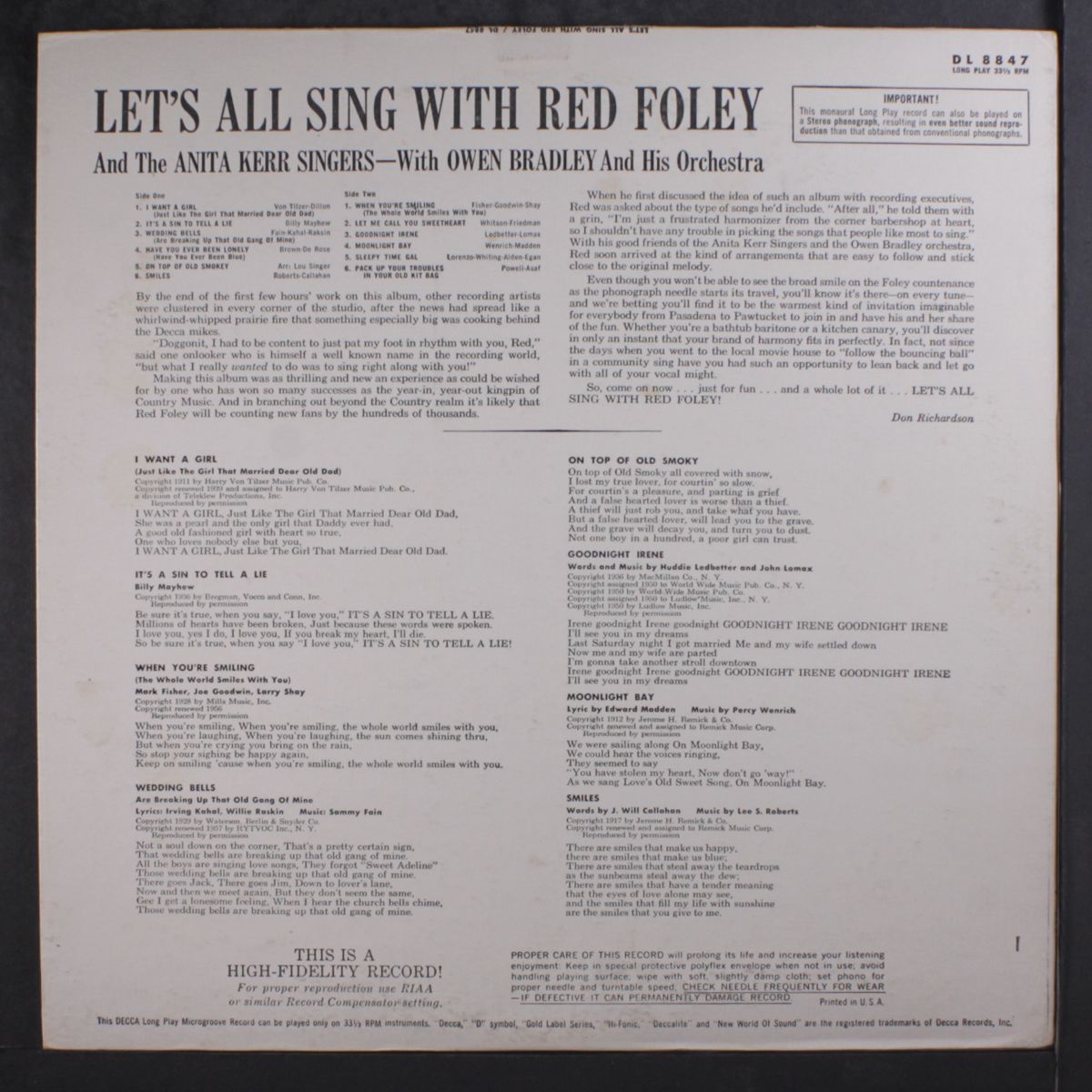 let's all sing with by RED FOLEY