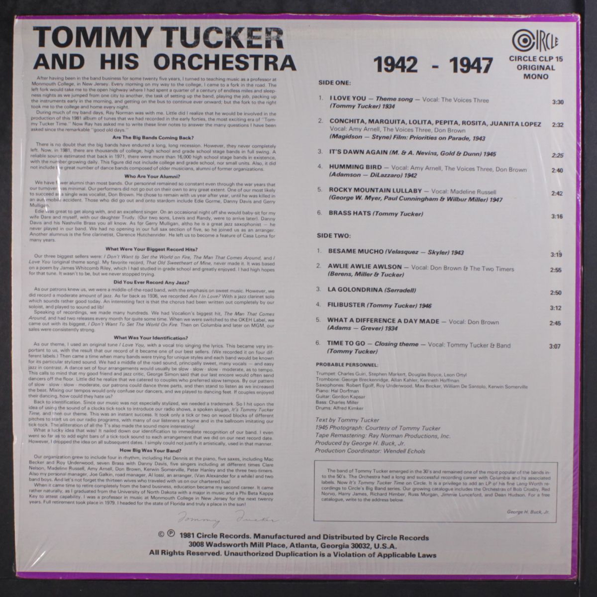 1942-1947 by TOMMY TUCKER