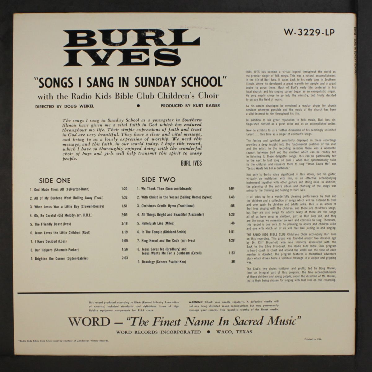 songs i sang in sunday school by BURL IVES