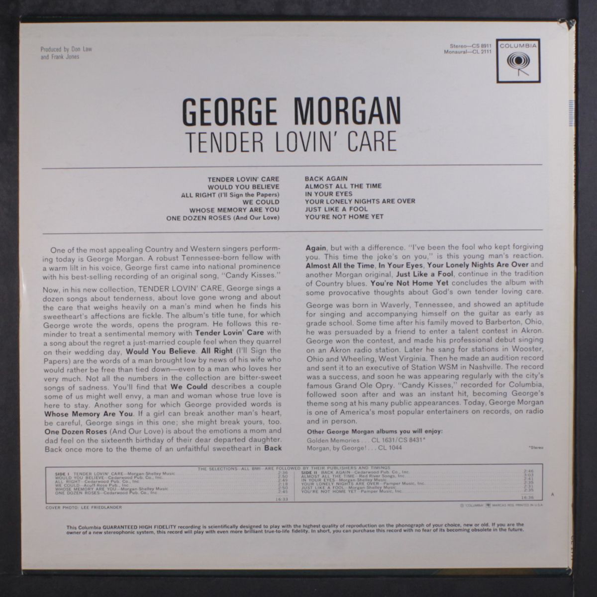 tender lovin' care by GEORGE MORGAN