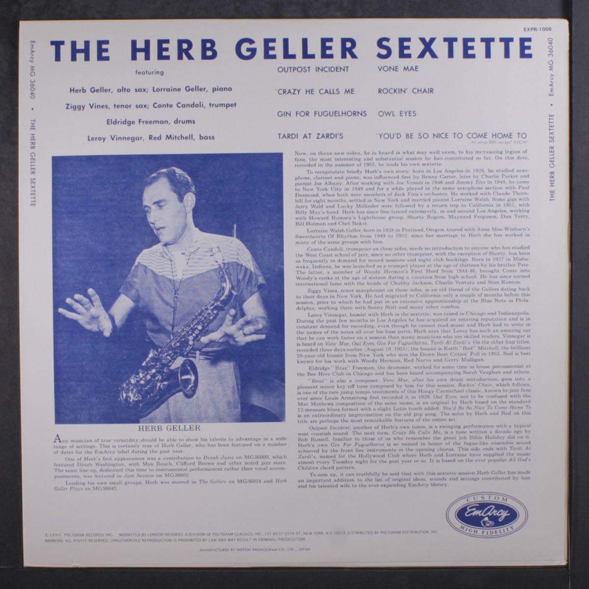 the herb geller sextette by HERB GELLER