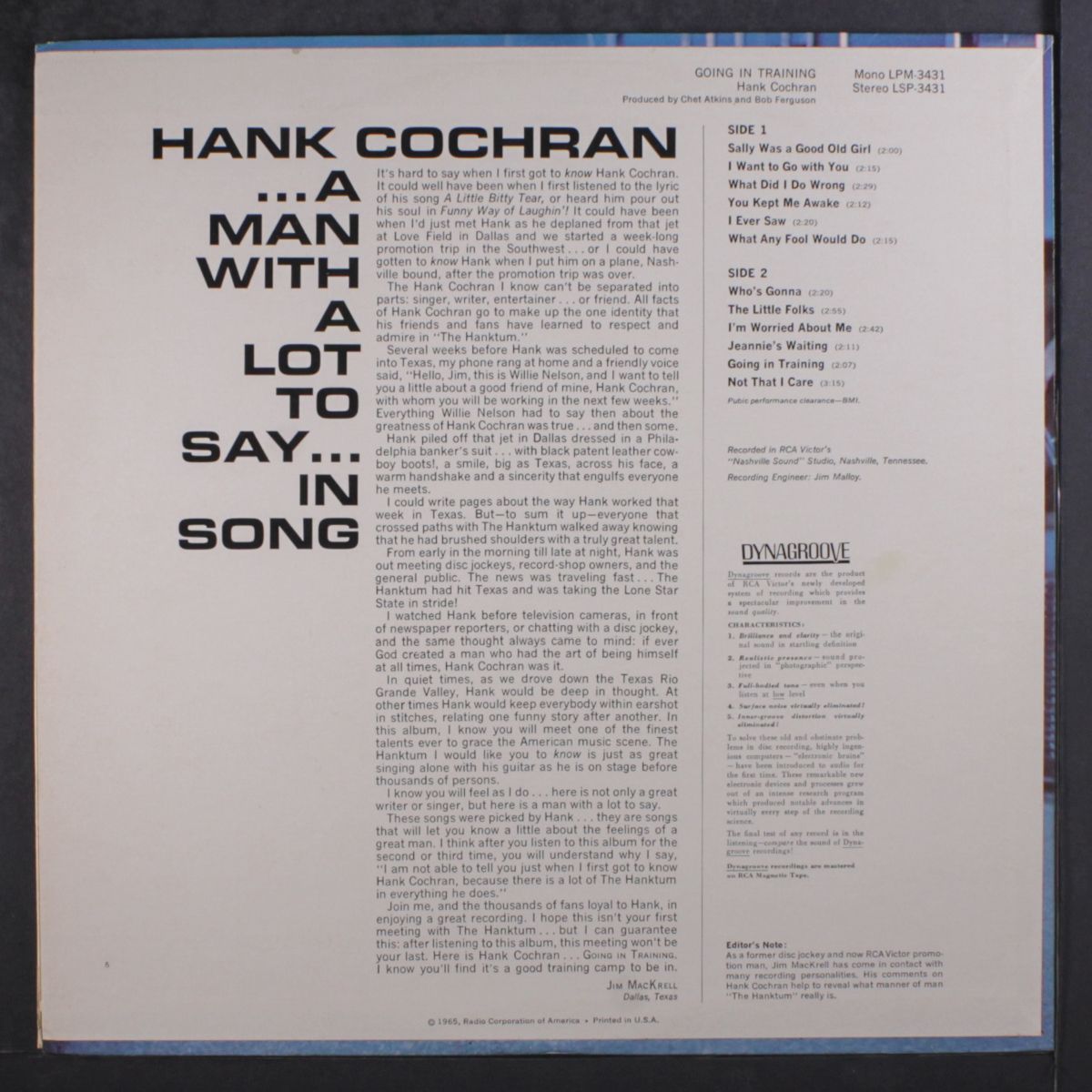 going in training by HANK COCHRAN