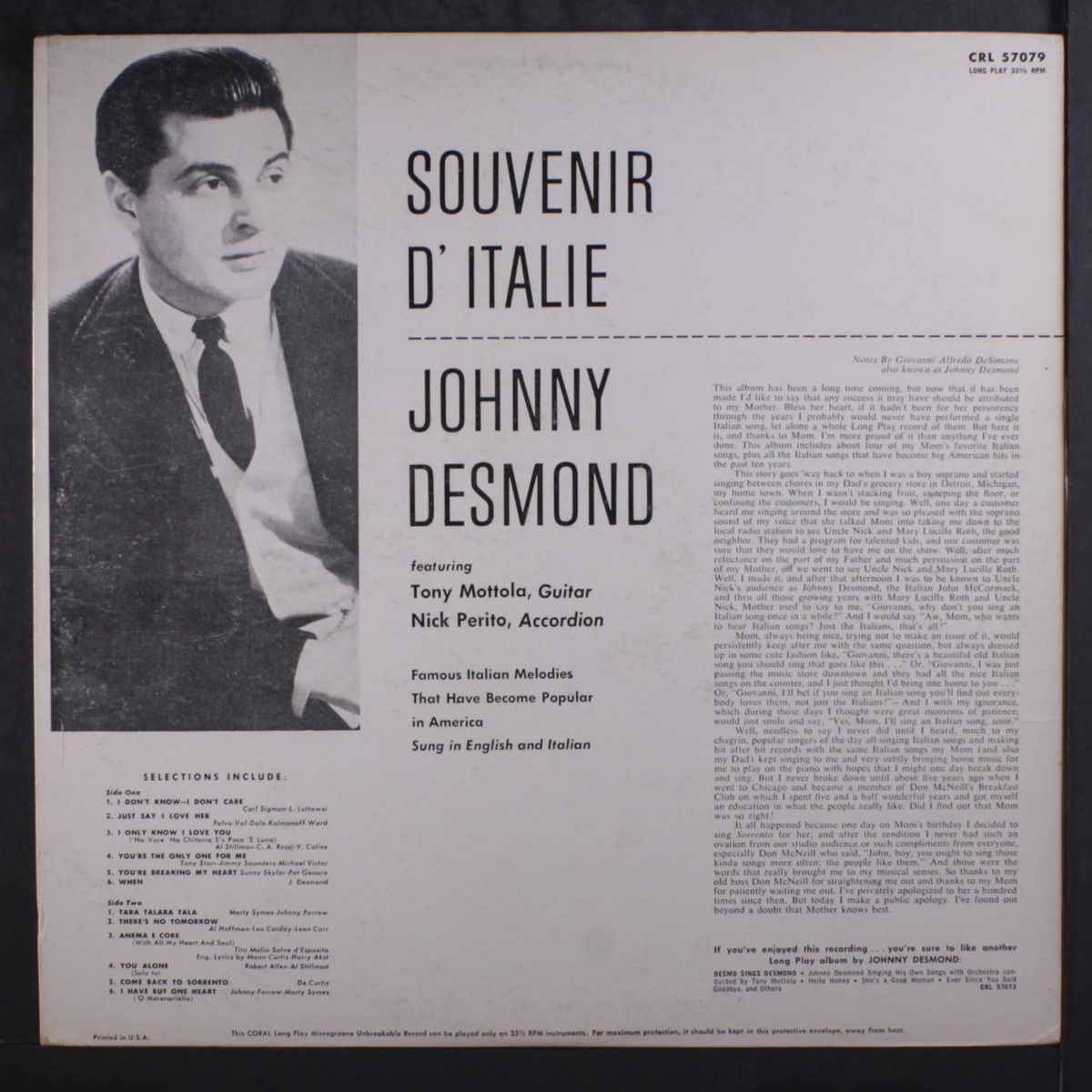 souvenir d'italie by JOHNNY DESMOND