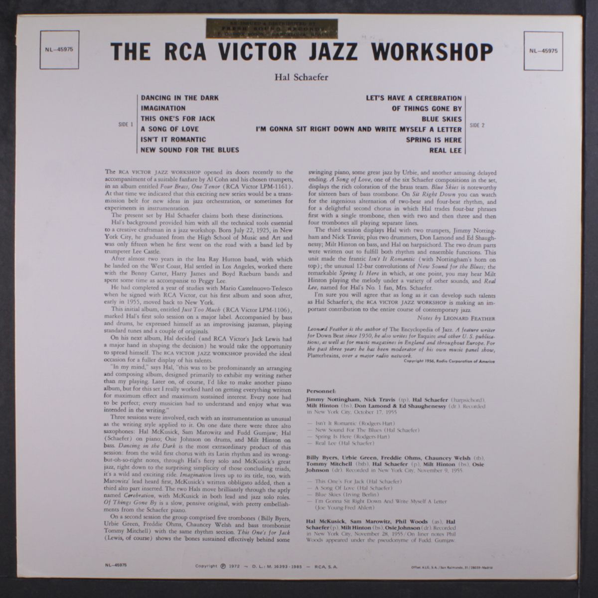 the rca victor jazz workshop by HAL SCHAEFER