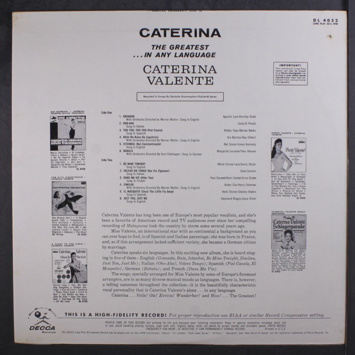 the greatest...in any language by CATERINA VALENTE