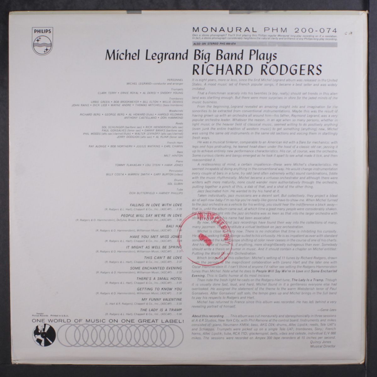 big band plays richard rodgers by MICHEL LEGRAND