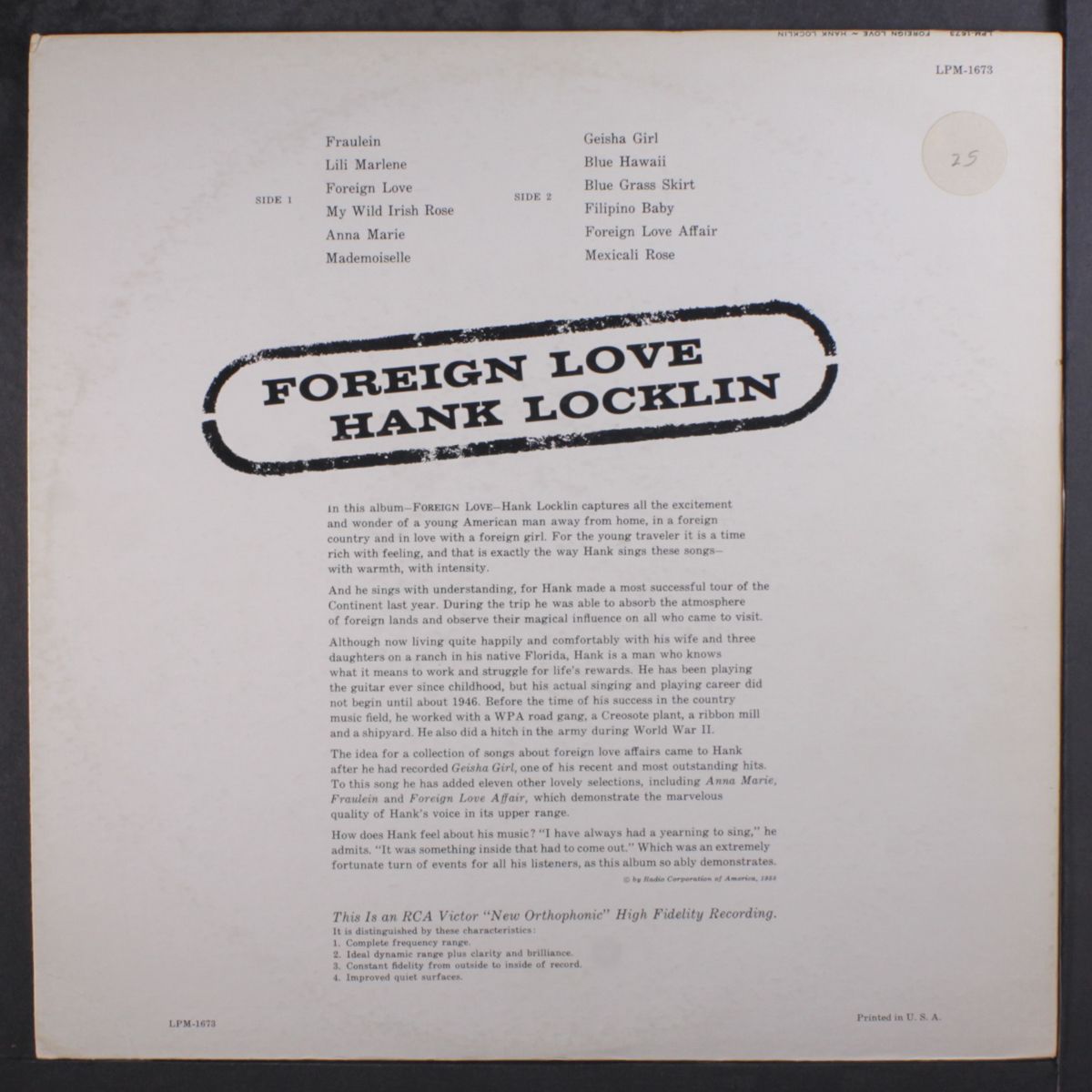 foreign love by HANK LOCKLIN