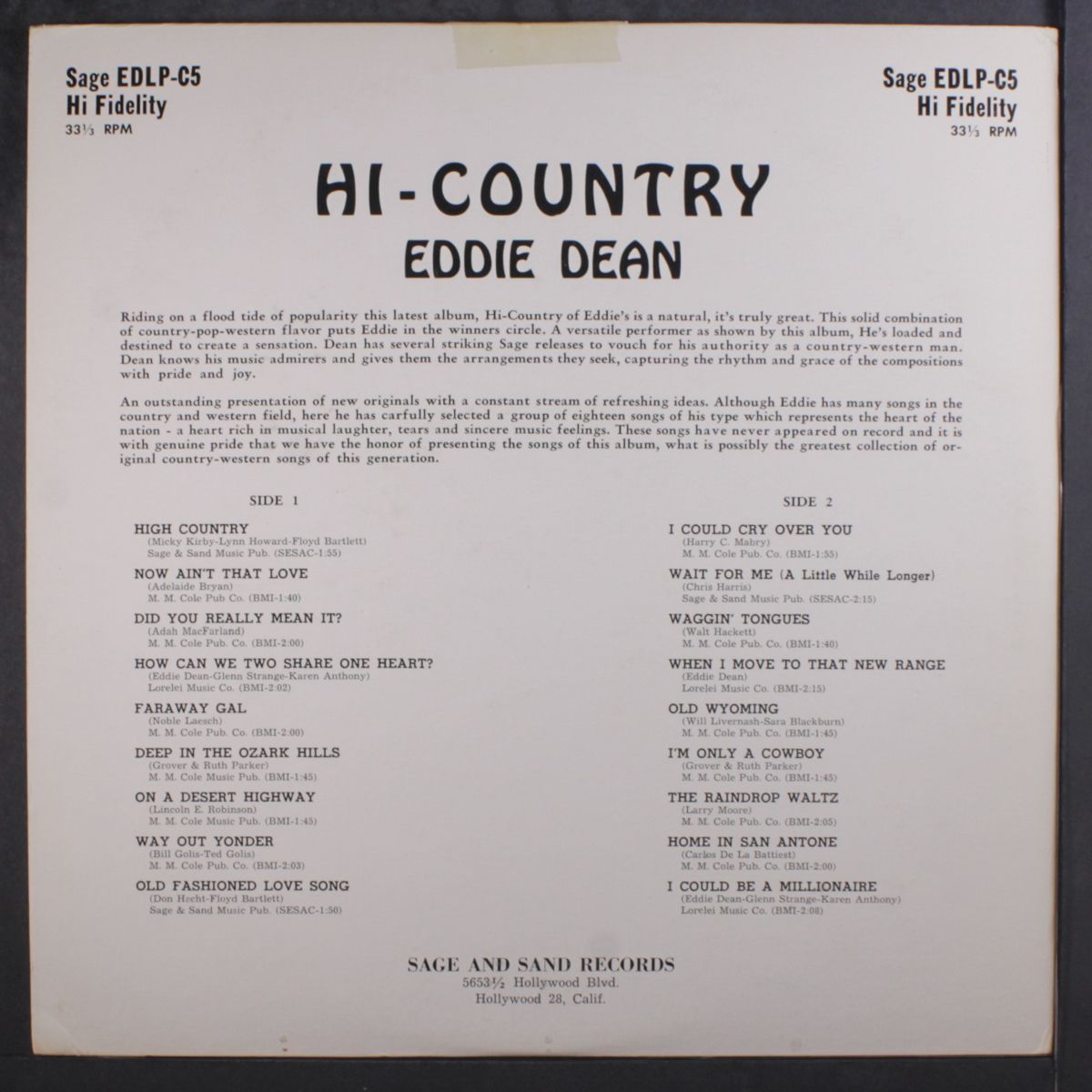 hi-country by EDDIE DEAN
