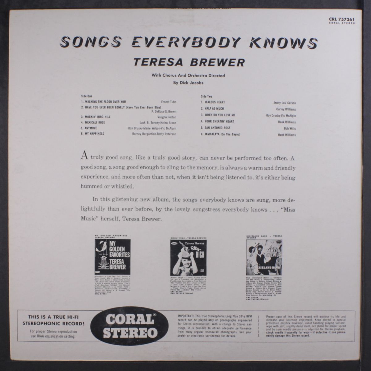 songs everybody knows by TERESA BREWER
