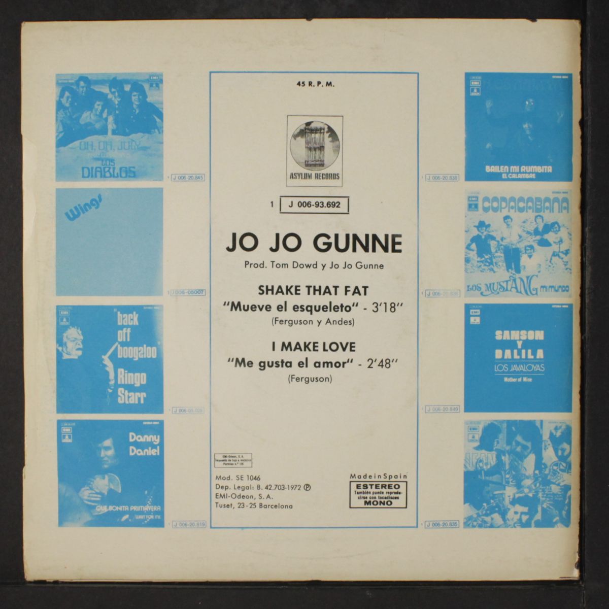 shake that fat / i make love by JO JO GUNNE