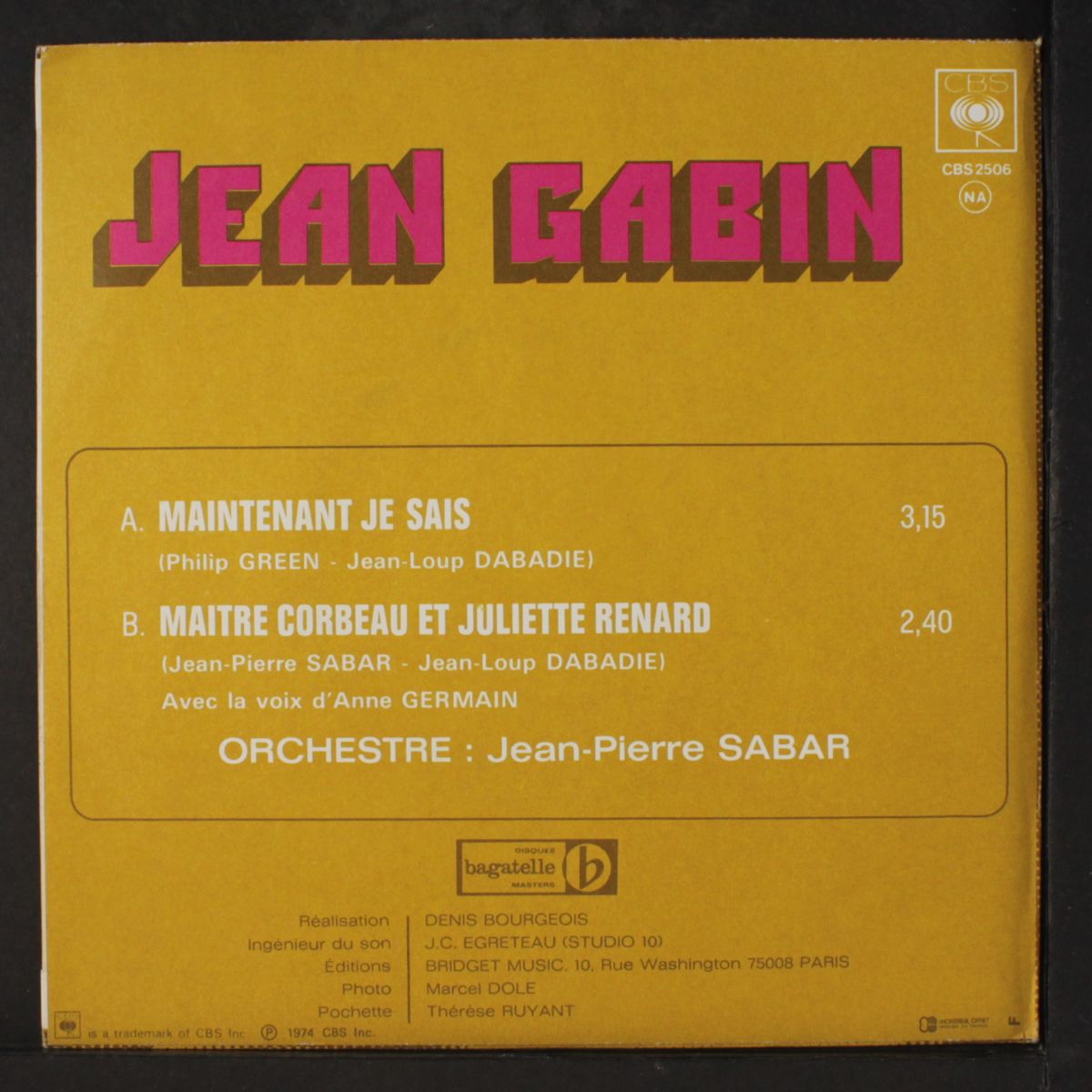 maintenant je sais by JEAN GABIN