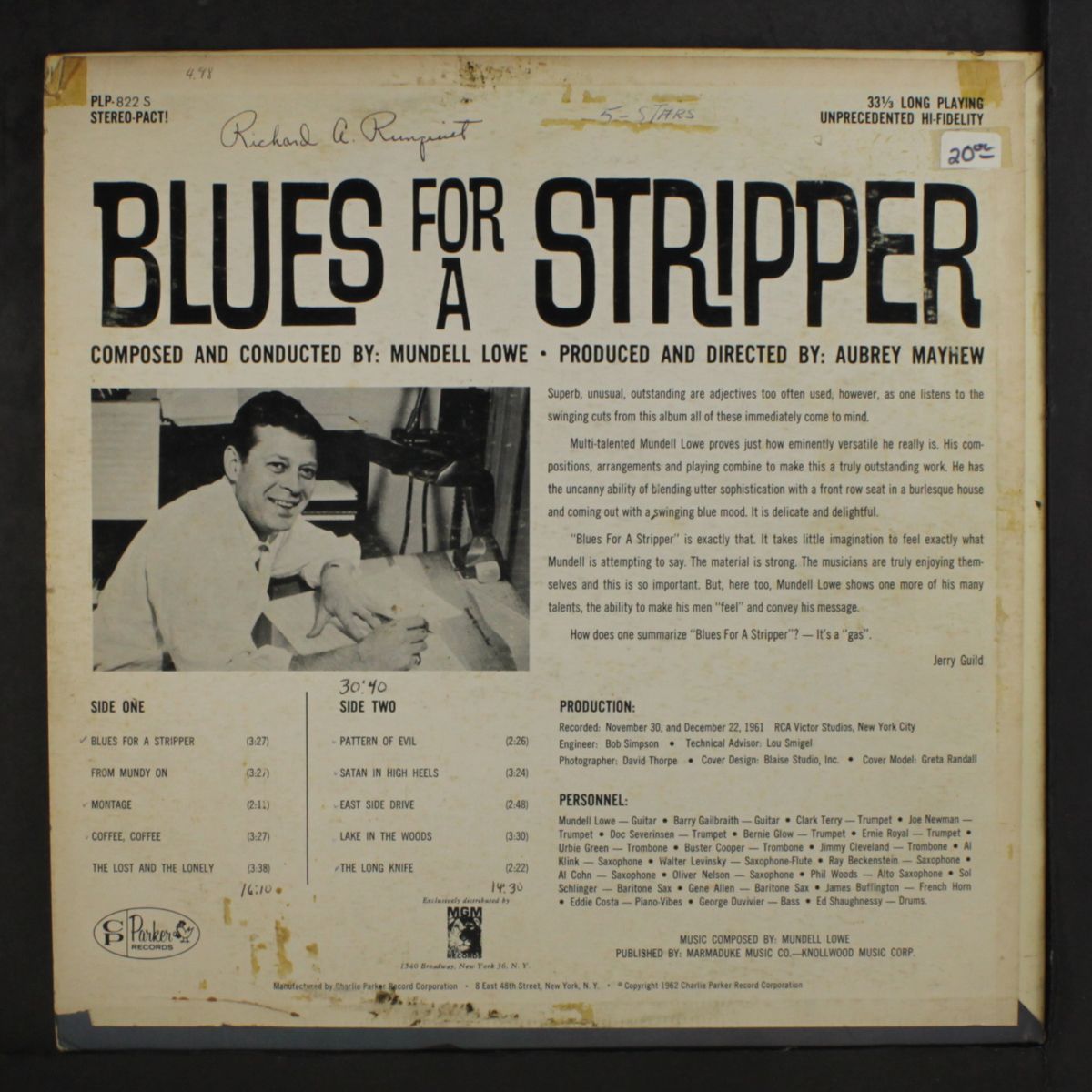 blues for a stripper by MUNDELL LOWE