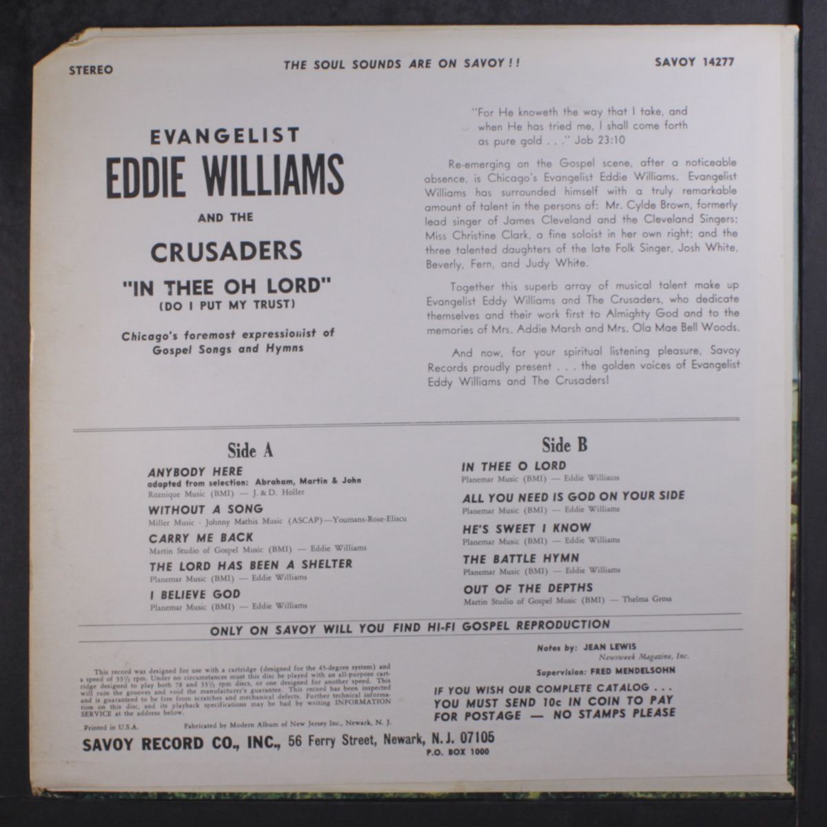 in thee oh lord by EVANGELIST EDDIE WILLIAMS & CRUSADERS