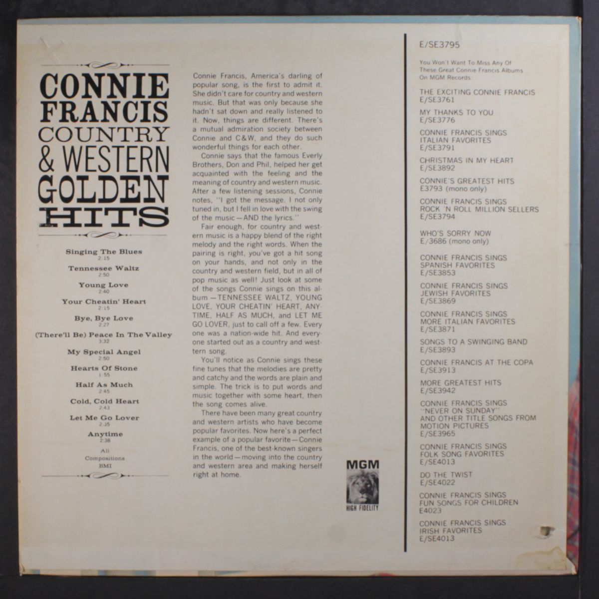 country & western golden hits by CONNIE FRANCIS
