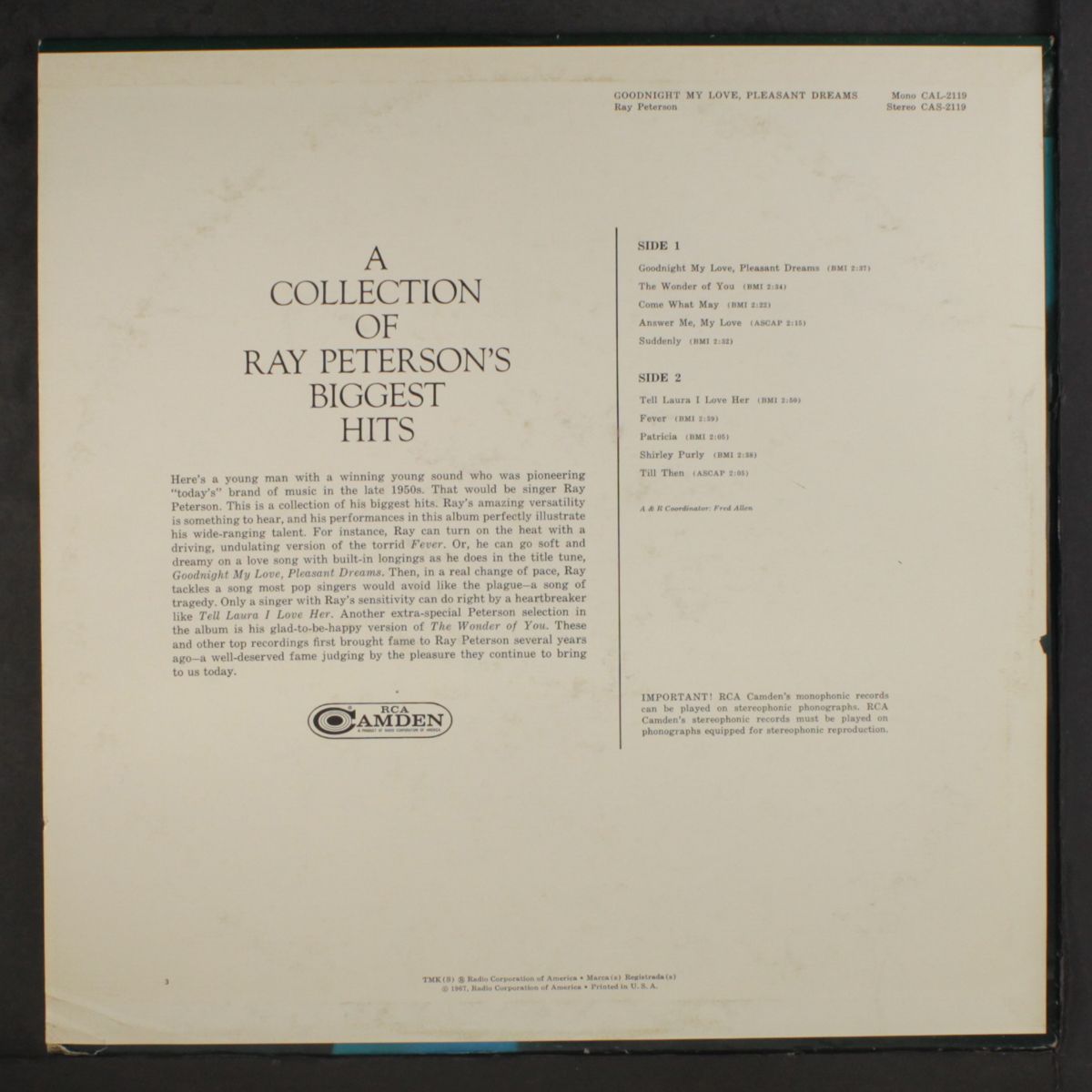 goodnight my love by RAY PETERSON