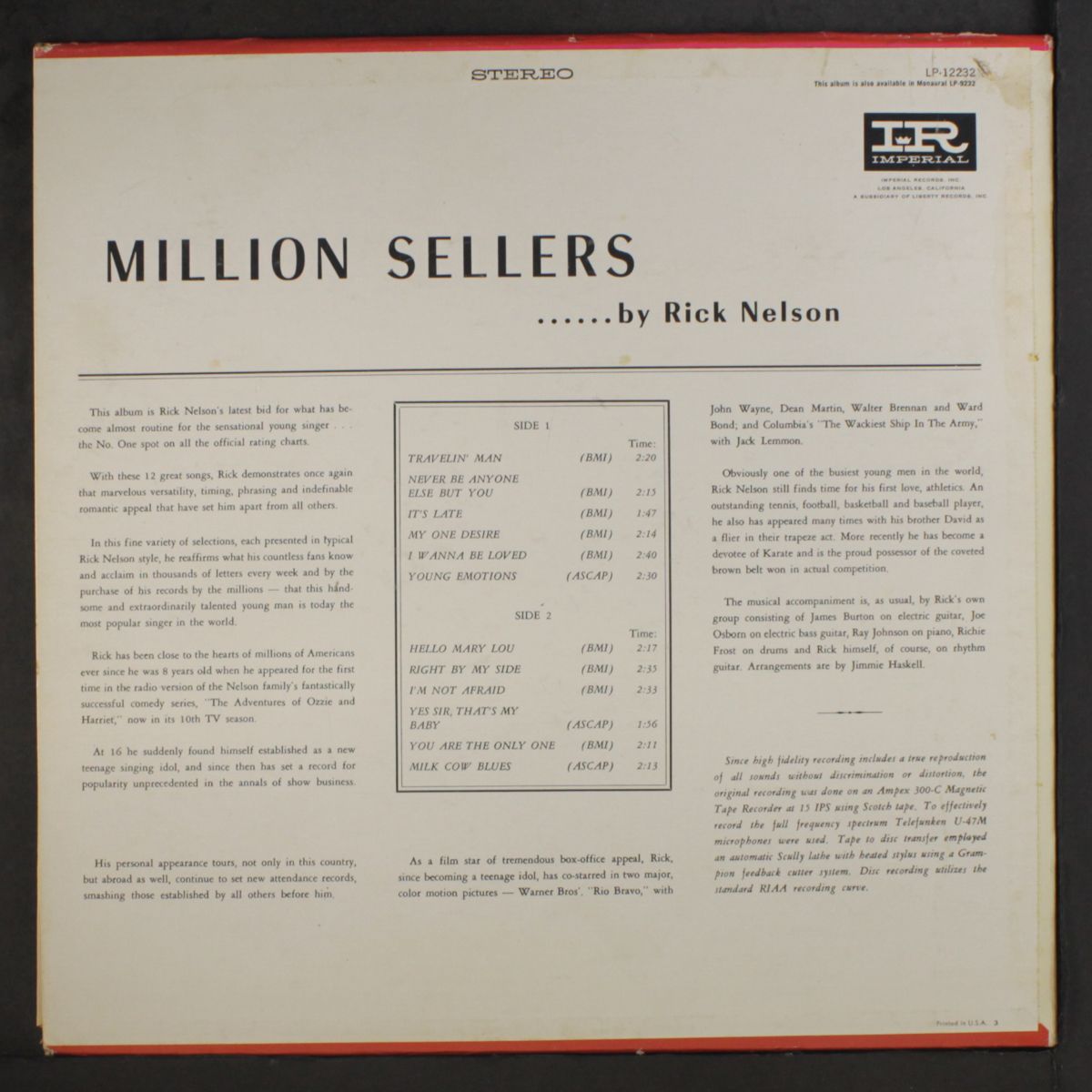 million sellers by RICK NELSON