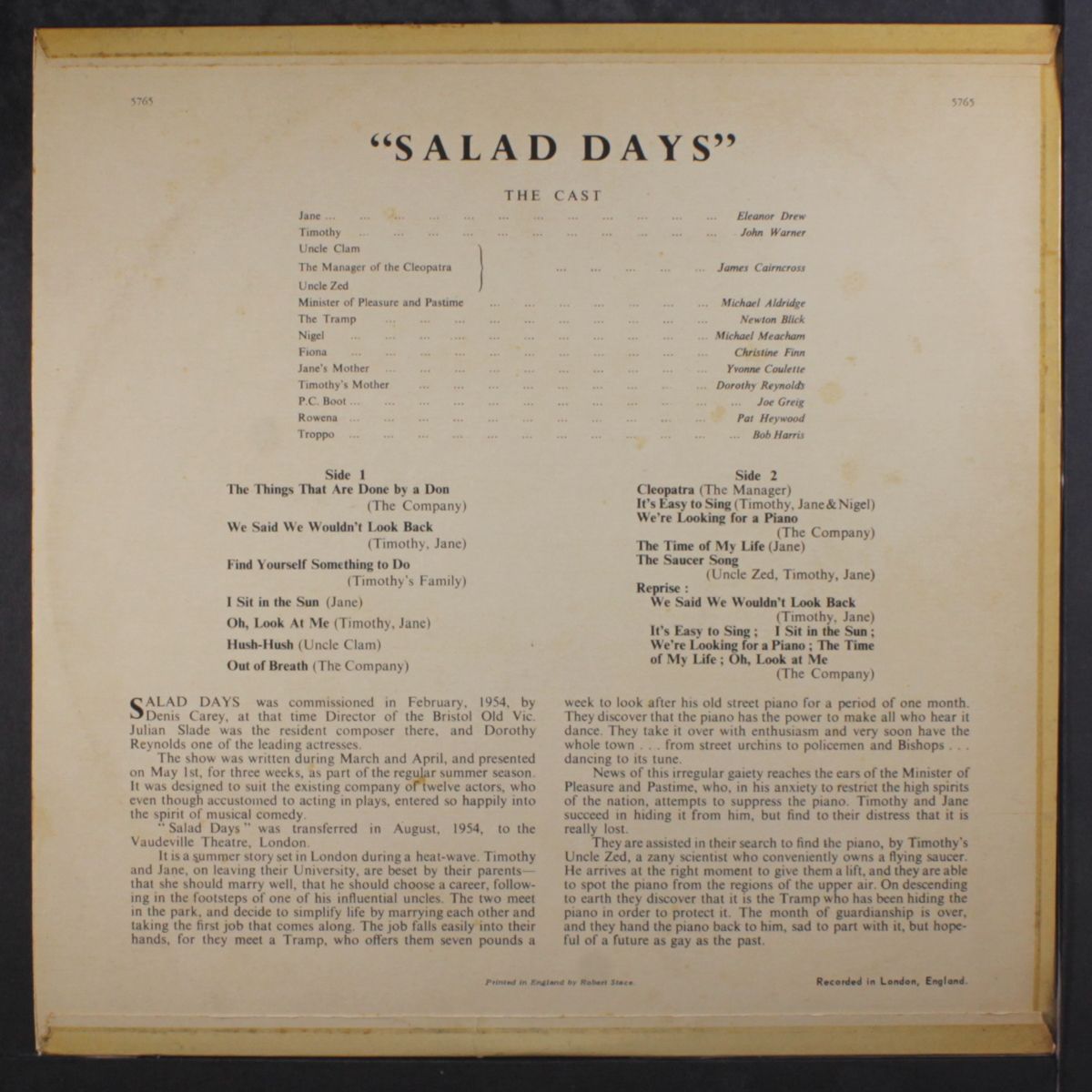 selection of songs from salad days by ORIGINAL CAST