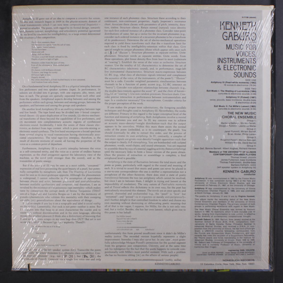 music for voices, instruments & electronic sounds, ne by KENNETH GABURO