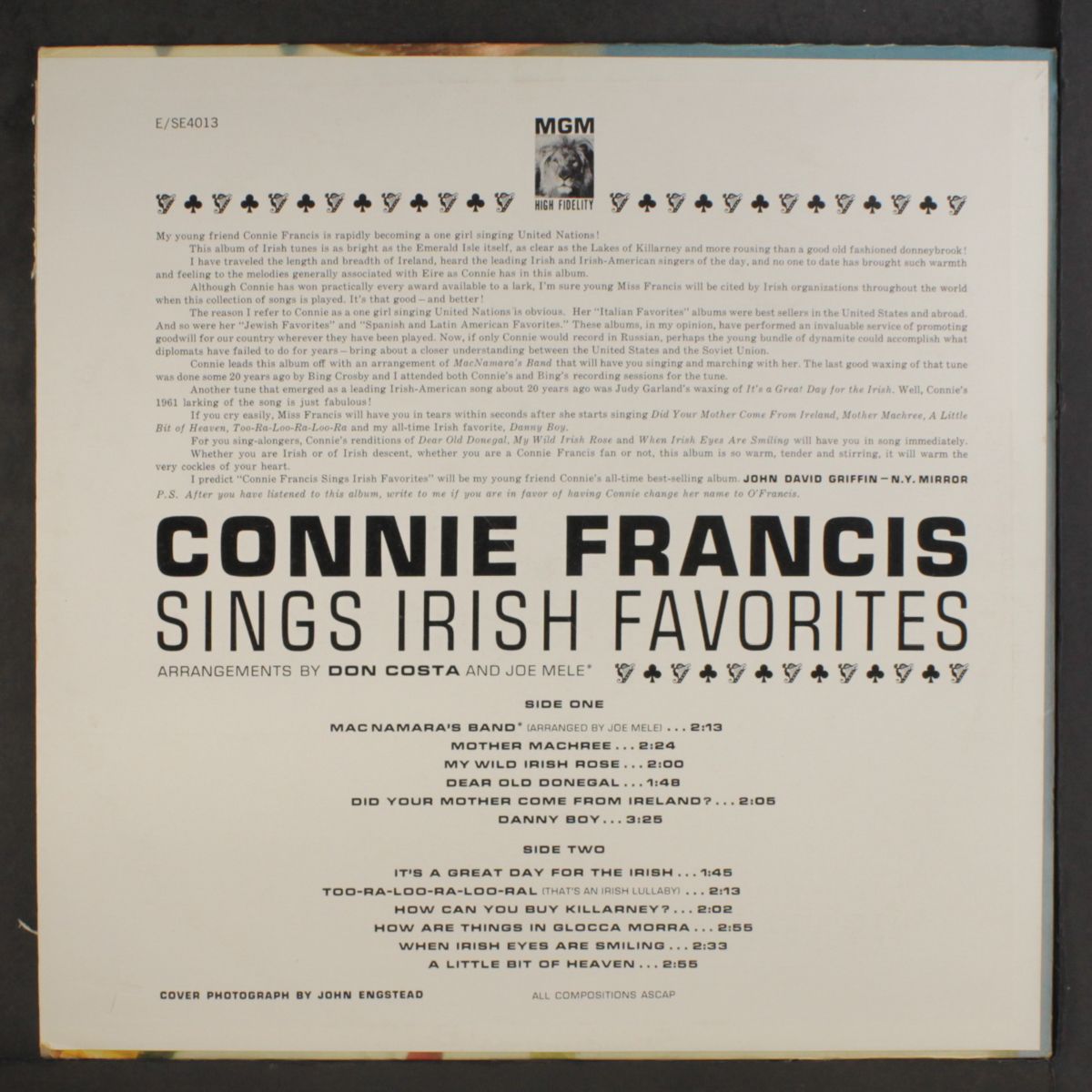 sings irish favorites by CONNIE FRANCIS