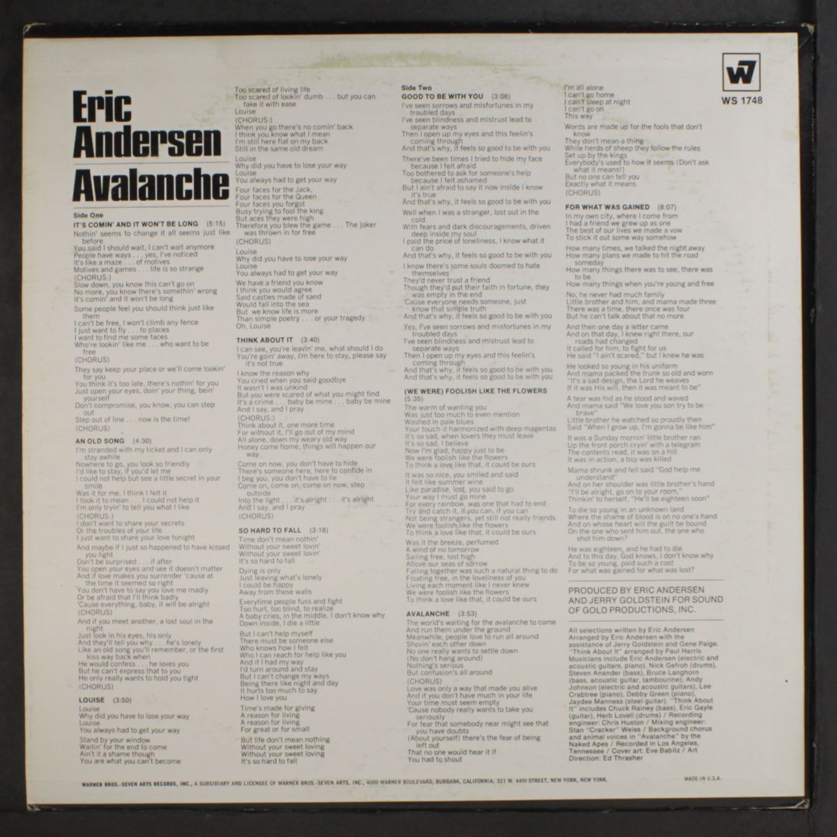 avalanche by ERIC ANDERSEN