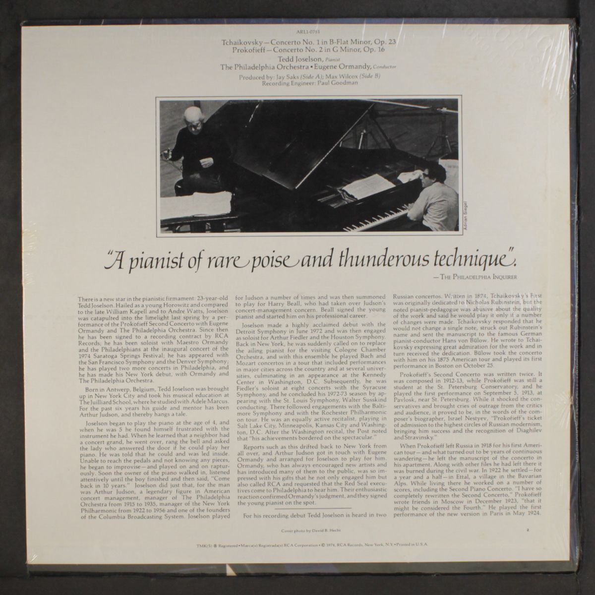 tchaikovsky: concerto no. 1, prokofieff: concerto no. 2 by TEDD JOSELSON