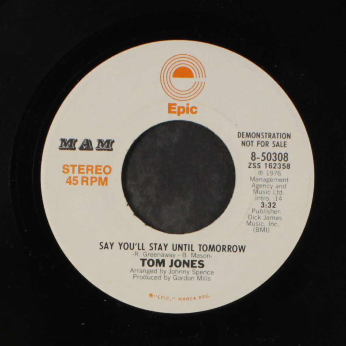 say you'll stay until tomorrow / mono by TOM JONES