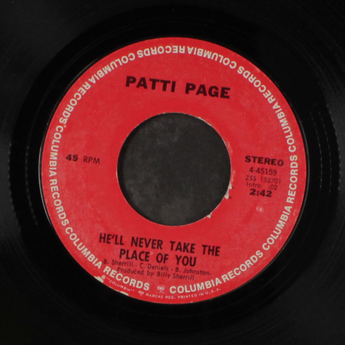 he'll never take the place of you by PATTI PAGE
