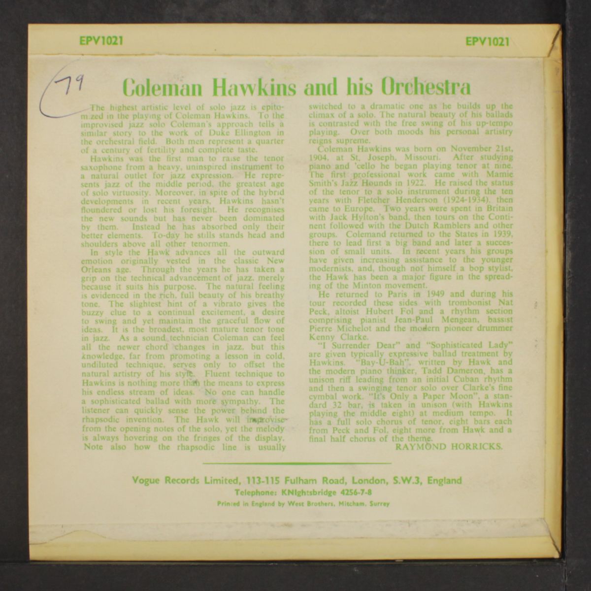 it's only a paper moon + 3 by COLEMAN HAWKINS