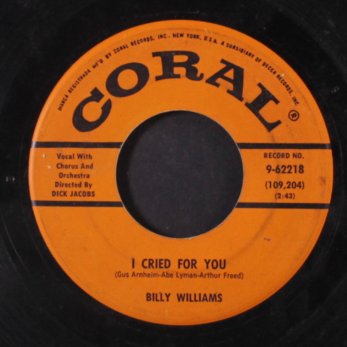 the lover of all lovers / i cried for you by BILLY WILLIAMS