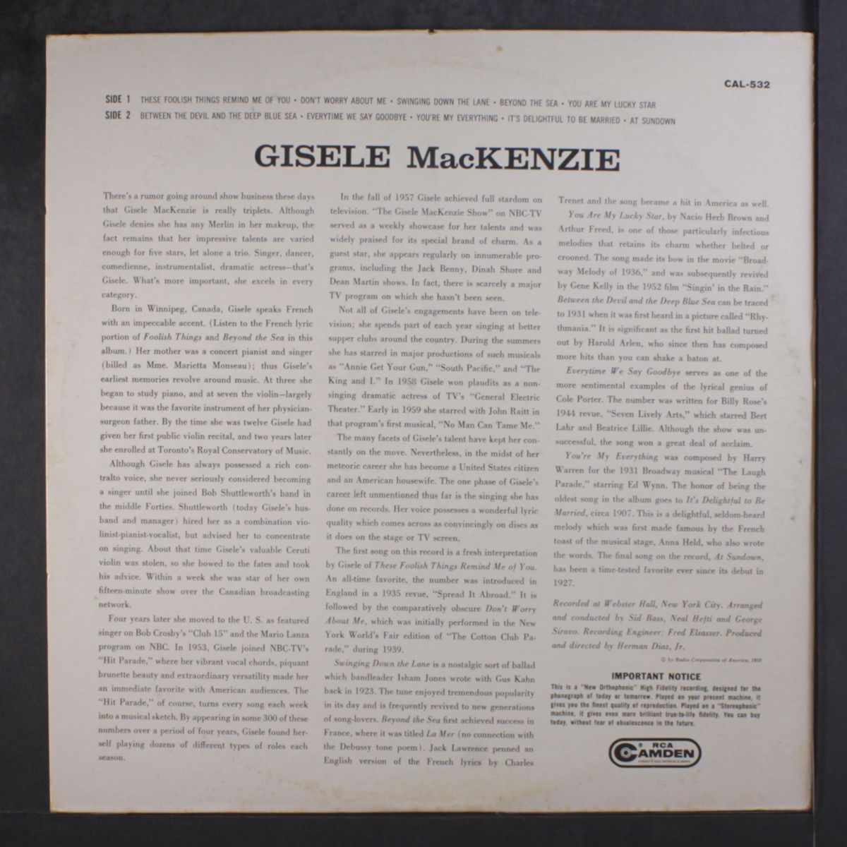 gisele mackenzie by GISELE MACKENZIE